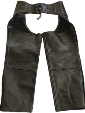 GENUINE LEATHER Black Motorcycle Riding Chaps, Sizs XS